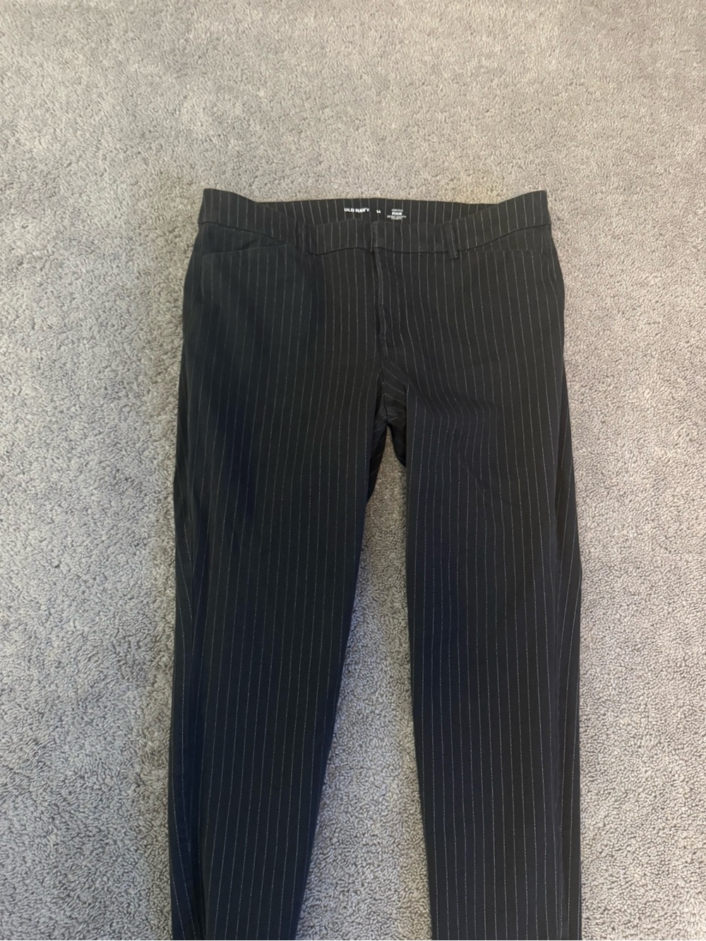 Old navy women’s dark grey high rise pixie  Pinstripe Dress Pants sz 14